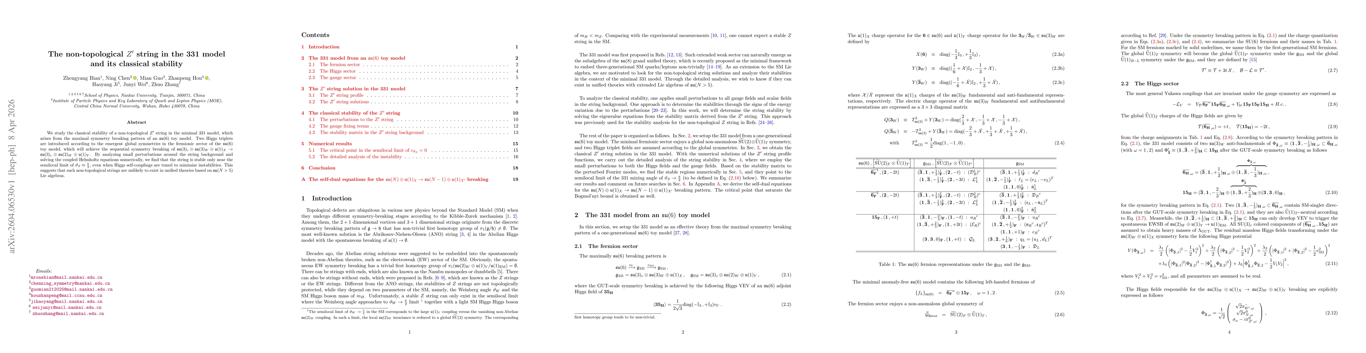 Thumbnail for The non-topological $Z^\prime$ string in the 331 model and its classical stability