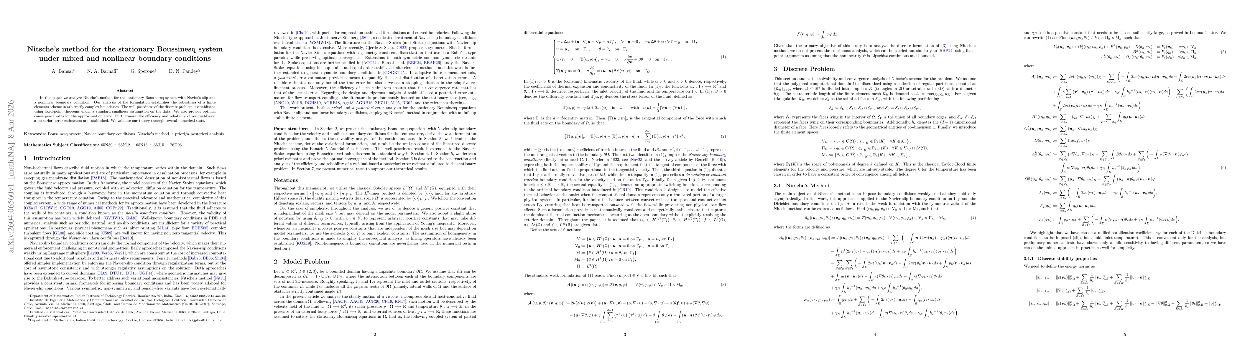 Thumbnail for Nitsche's method for the stationary Boussinesq system under mixed and nonlinear boundary conditions