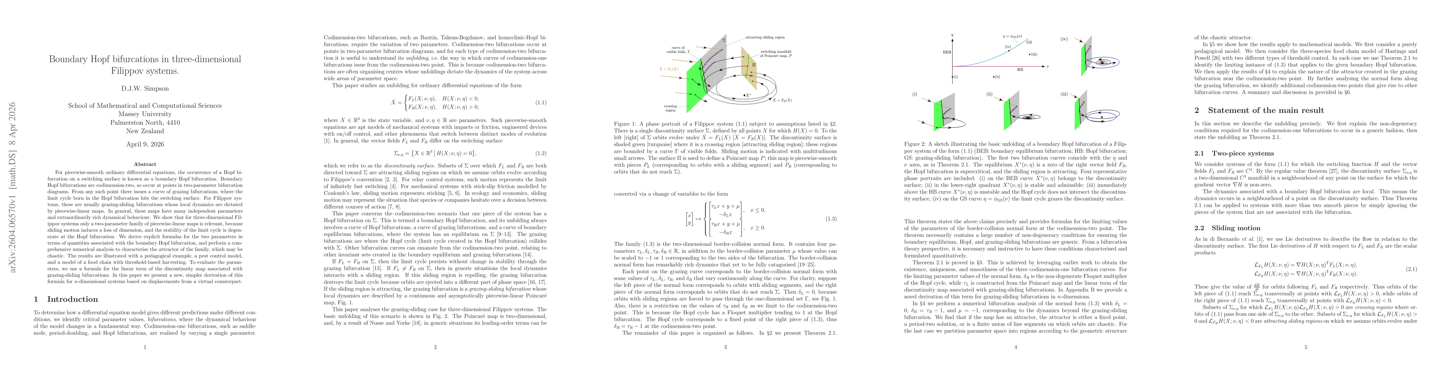 Thumbnail for Boundary Hopf bifurcations in three-dimensional Filippov systems