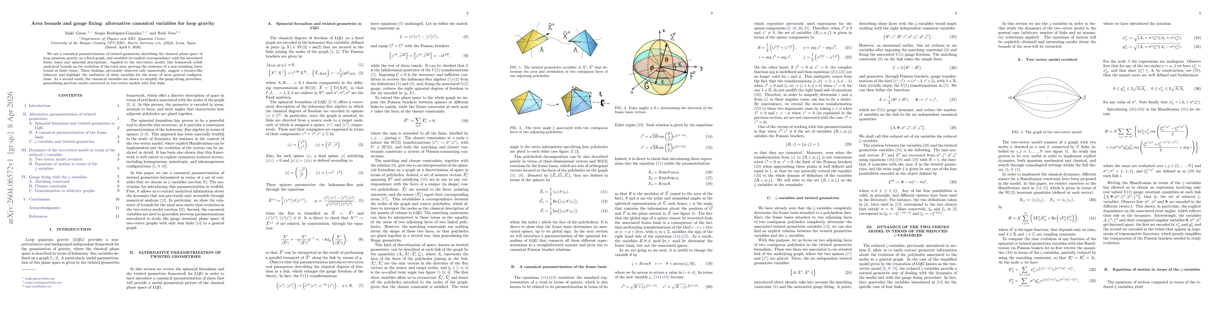 Thumbnail for Area bounds and gauge fixing: alternative canonical variables for loop gravity