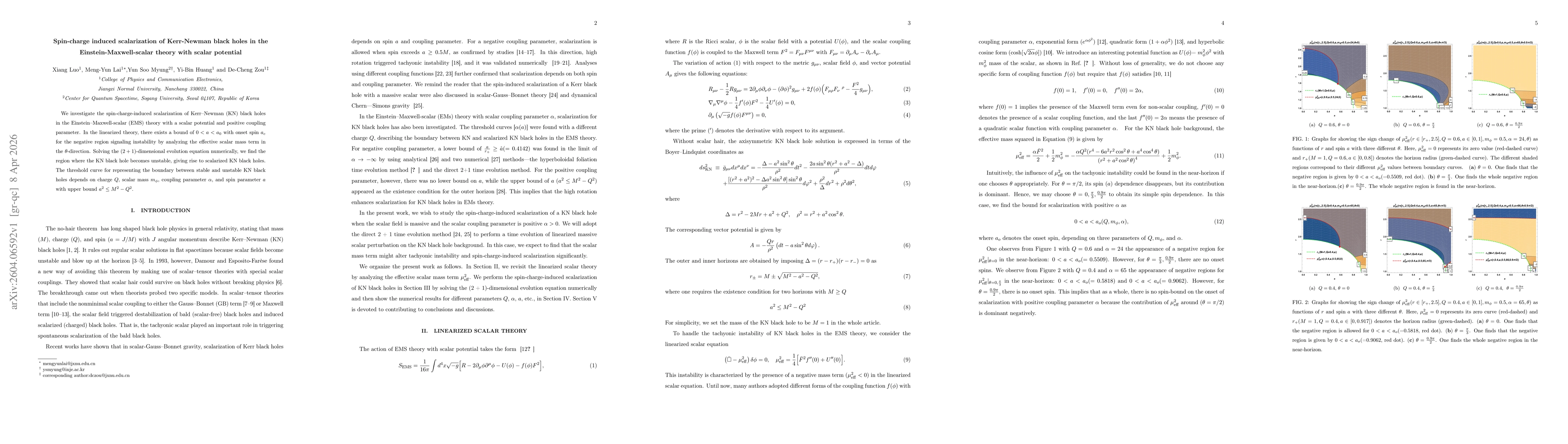 Thumbnail for Spin-charge induced scalarization of Kerr-Newman black holes in the Einstein-Maxwell-scalar theory with scalar potential