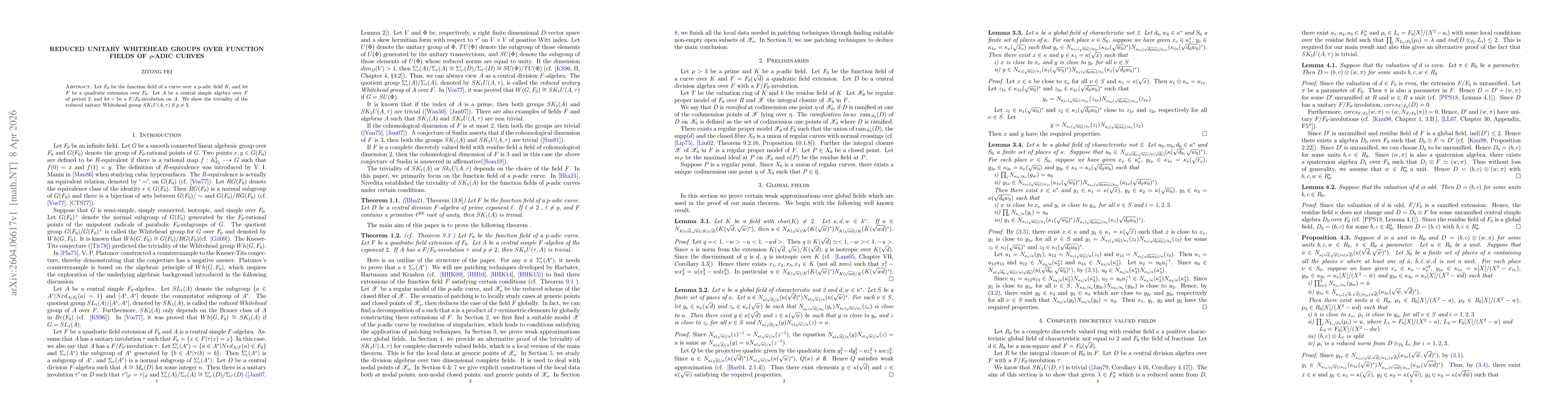 Thumbnail for Reduced Unitary Whitehead Groups over Function Fields of p-adic Curves