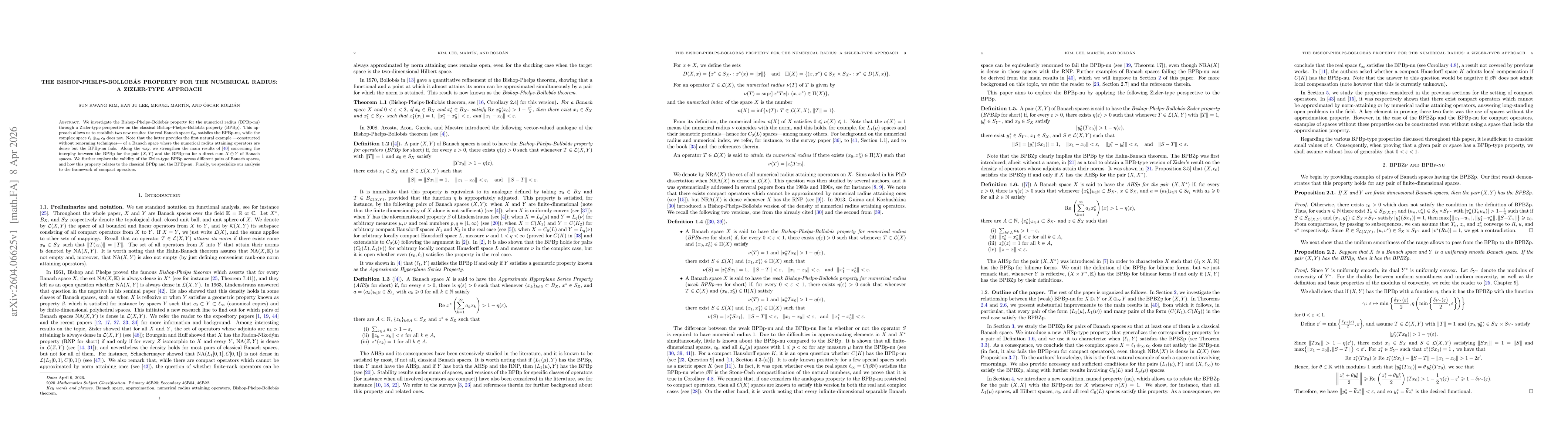 Thumbnail for The Bishop-Phelps-Bollobás property for the numerical radius: a Zizler-type approach
