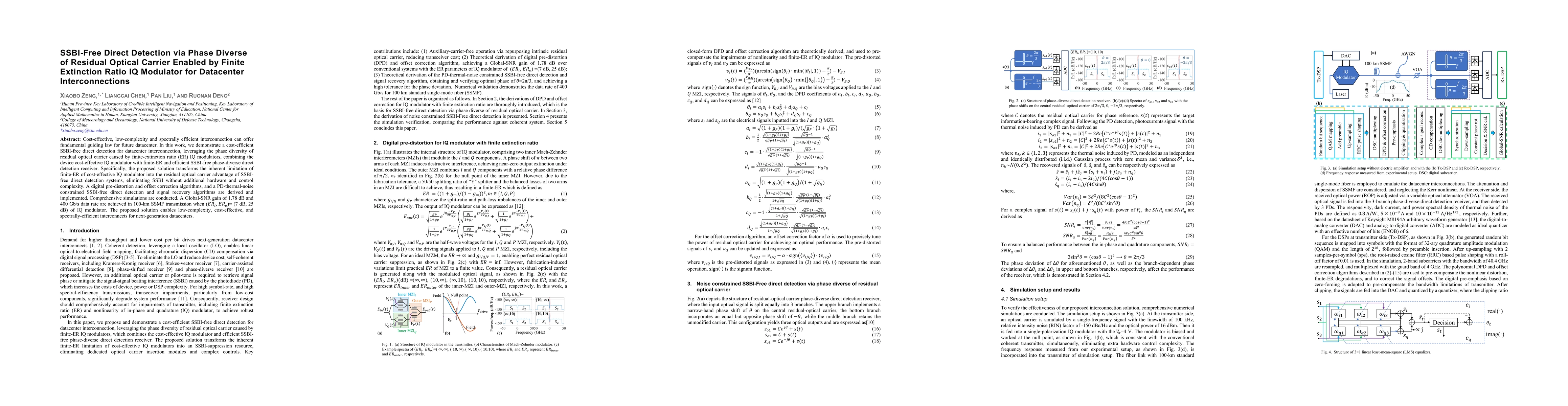 Thumbnail for SSBI-Free Direct Detection via Phase Diverse of Residual Optical Carrier Enabled by Finite Extinction Ratio IQ Modulator for Datacenter Interconnections