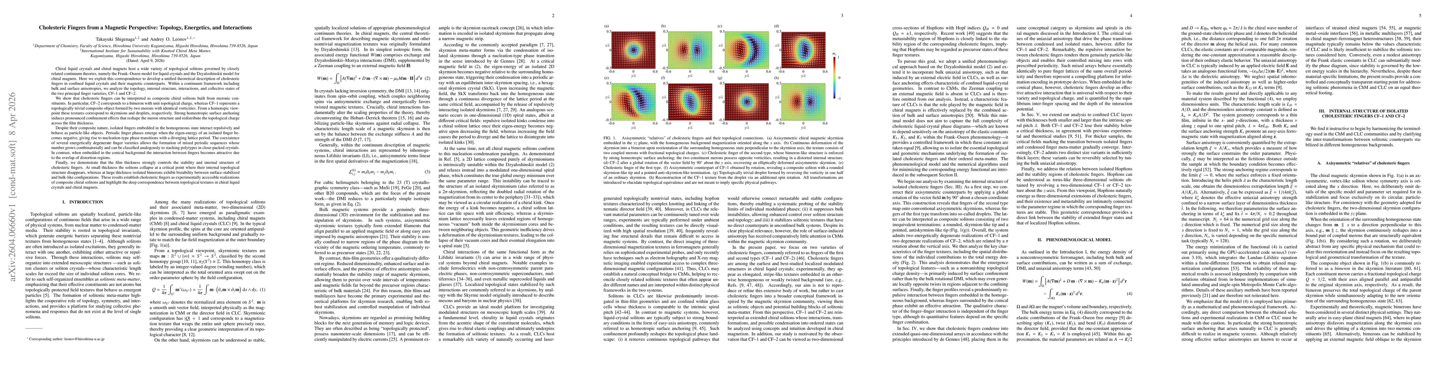 Thumbnail for Cholesteric Fingers from a Magnetic Perspective: Topology, Energetics, and Interactions