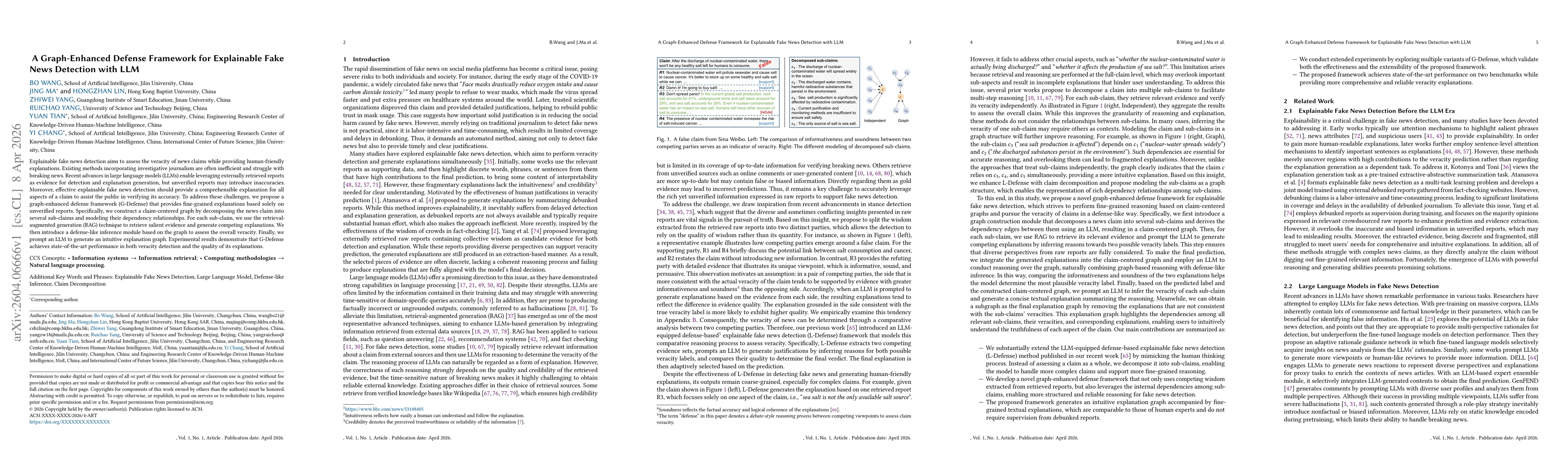 Thumbnail for A Graph-Enhanced Defense Framework for Explainable Fake News Detection with LLM
