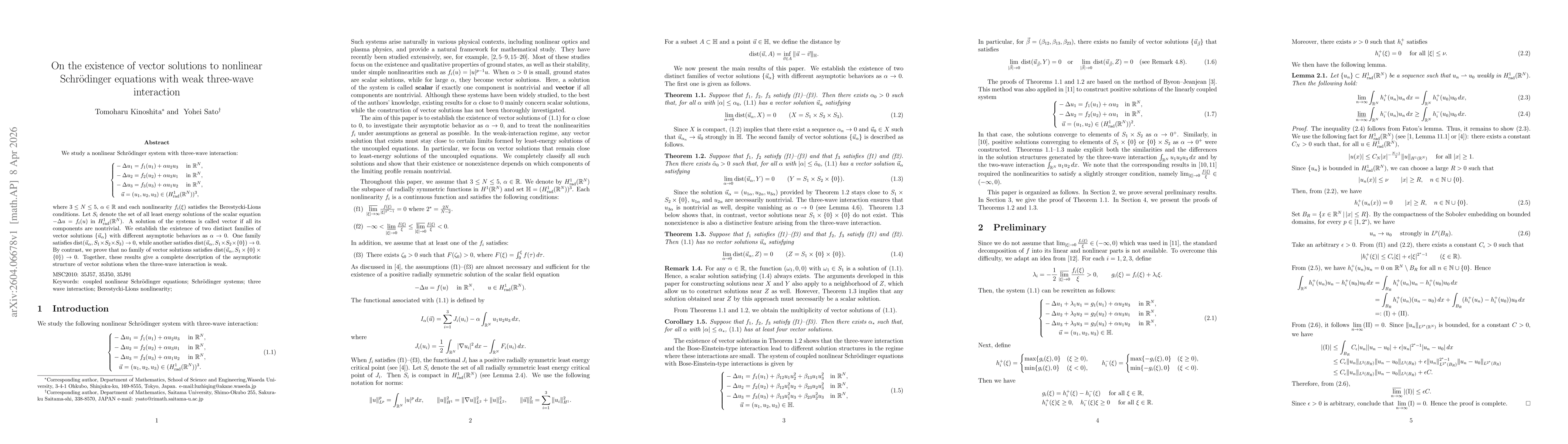 Thumbnail for On the existence of vector solutions to nonlinear Schrödinger equations with weak three-wave interaction