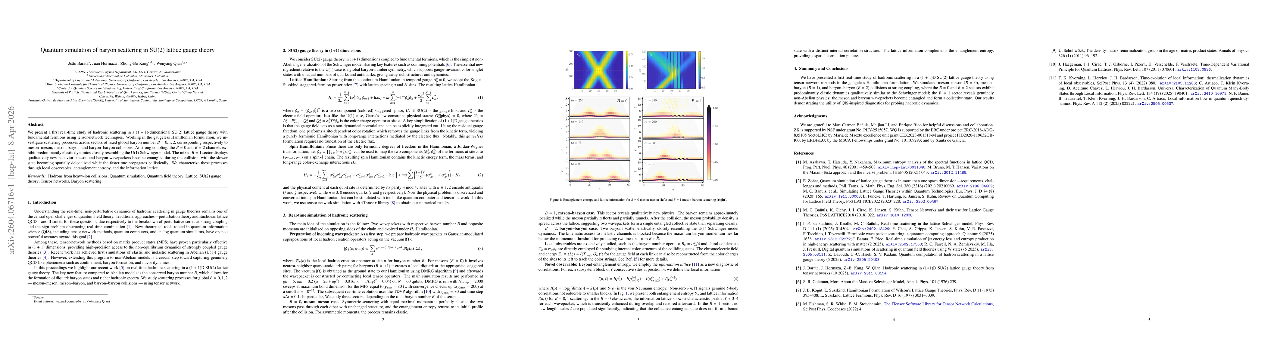 Thumbnail for Quantum simulation of baryon scattering in SU(2) lattice gauge theory