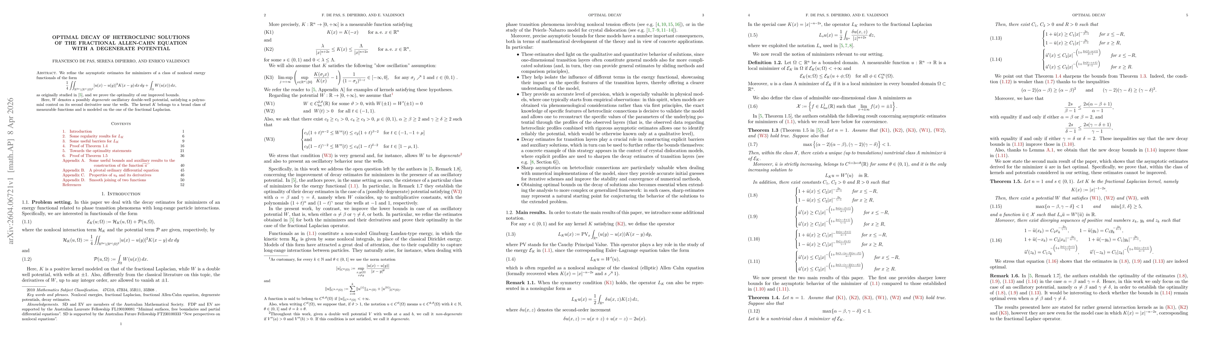 Thumbnail for Optimal decay of heteroclinic solutions of the fractional Allen-Cahn equation with a degenerate potential