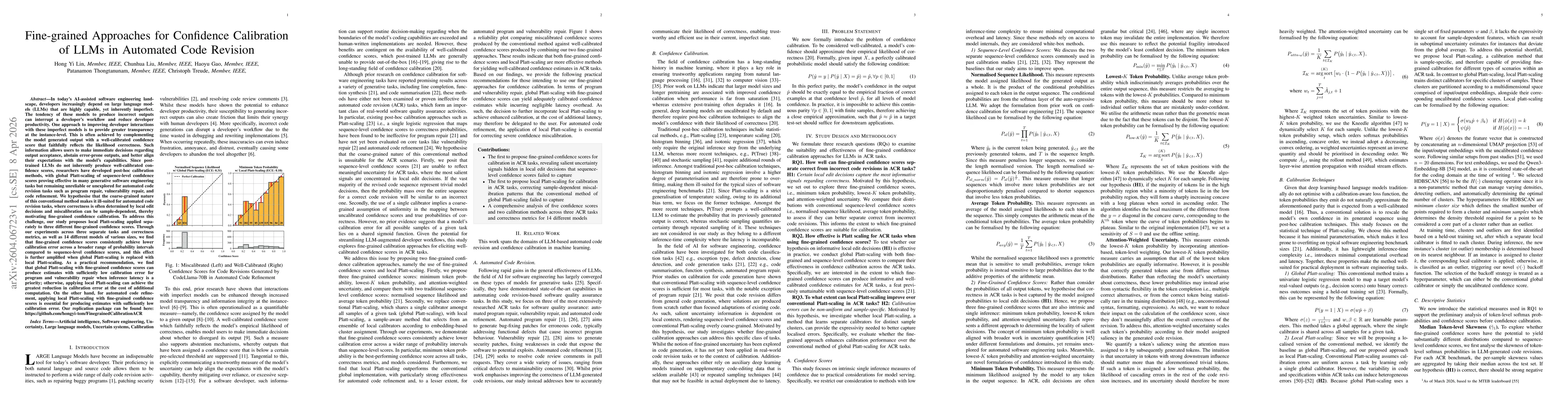 Thumbnail for Fine-grained Approaches for Confidence Calibration of LLMs in Automated Code Revision