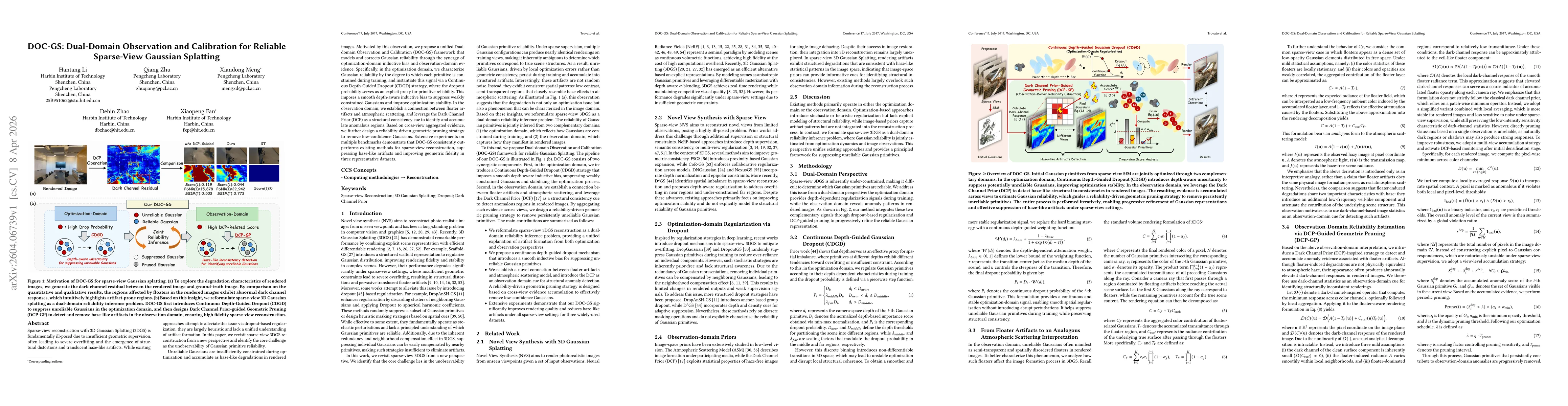 Thumbnail for DOC-GS: Dual-Domain Observation and Calibration for Reliable Sparse-View Gaussian Splatting