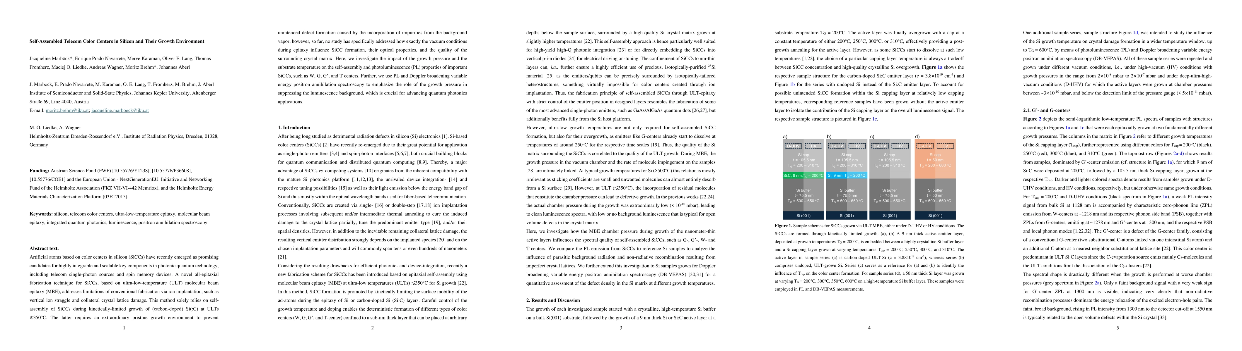 Thumbnail for Self-Assembled Telecom Color Centers in Silicon and Their Growth Environment