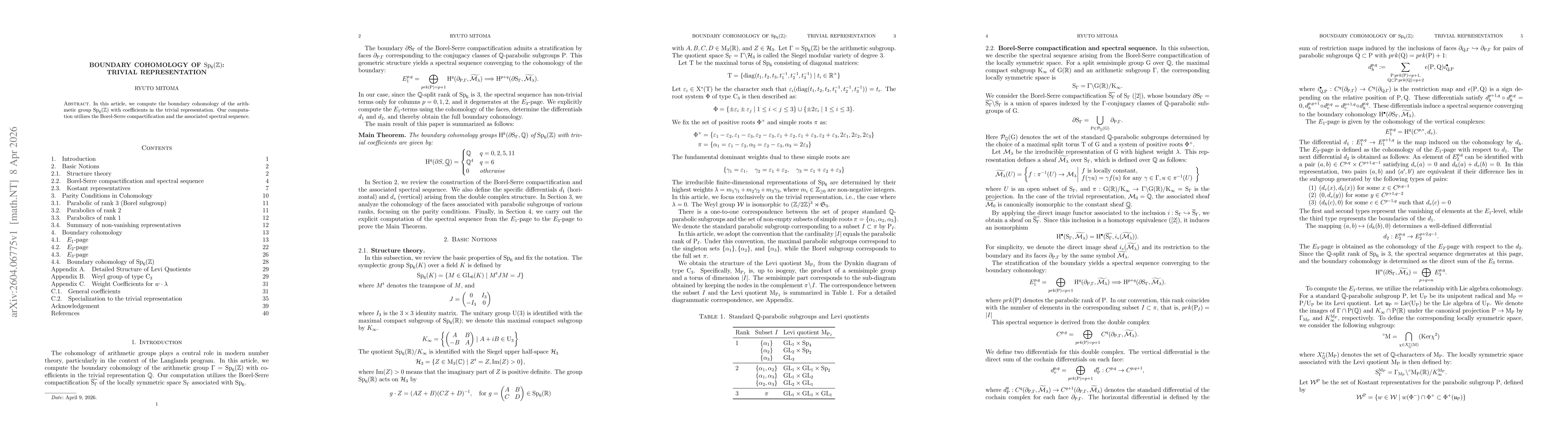 Thumbnail for Boundary Cohomology of Sp6(Z): Trivial Representation