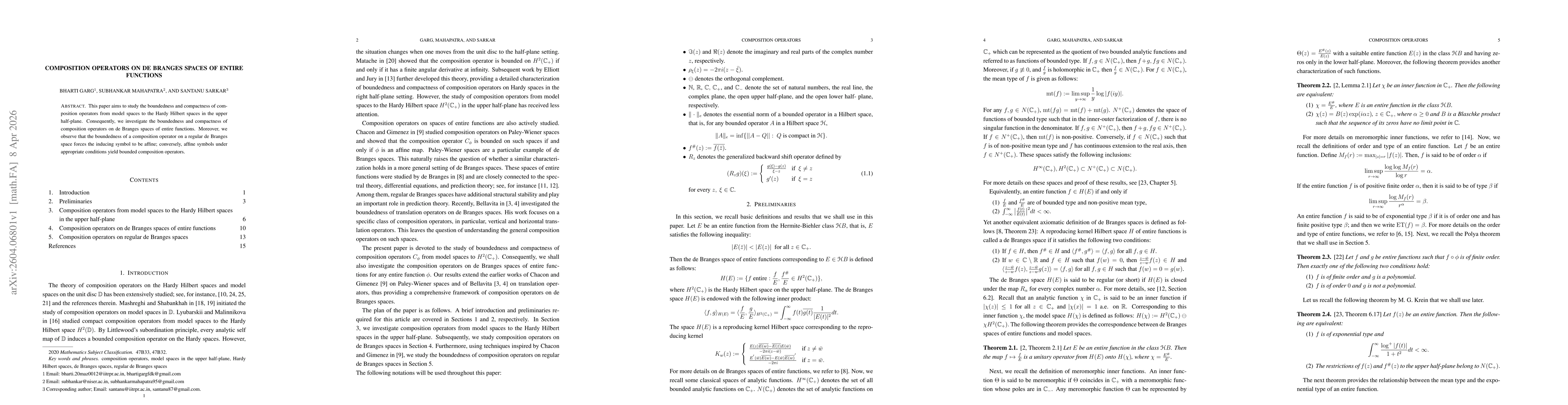 Thumbnail for Composition operators on de Branges spaces of entire functions