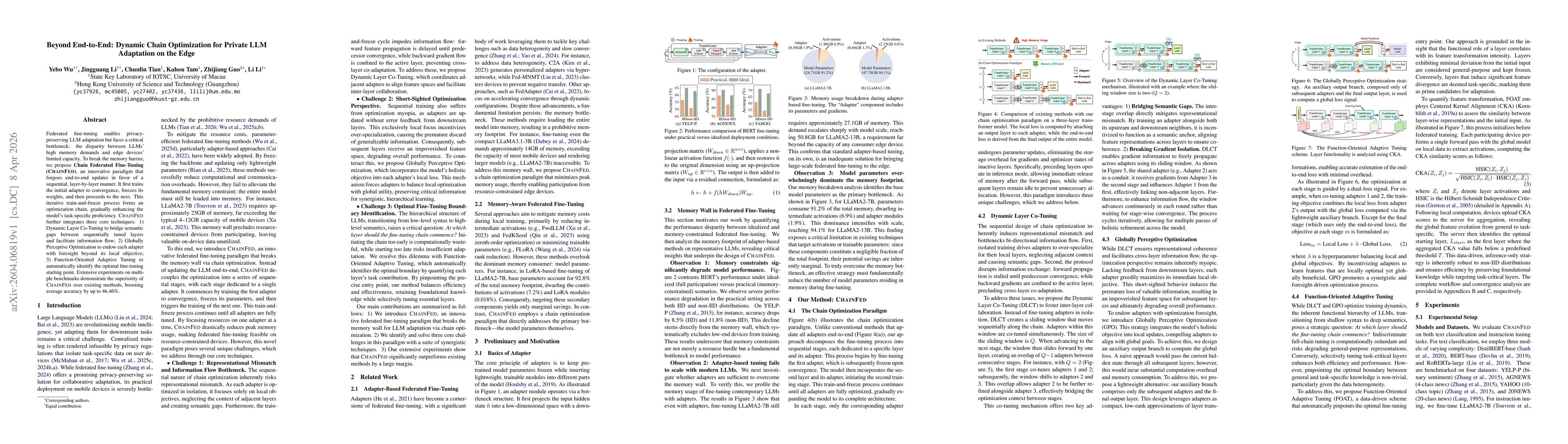 Thumbnail for Beyond End-to-End: Dynamic Chain Optimization for Private LLM Adaptation on the Edge