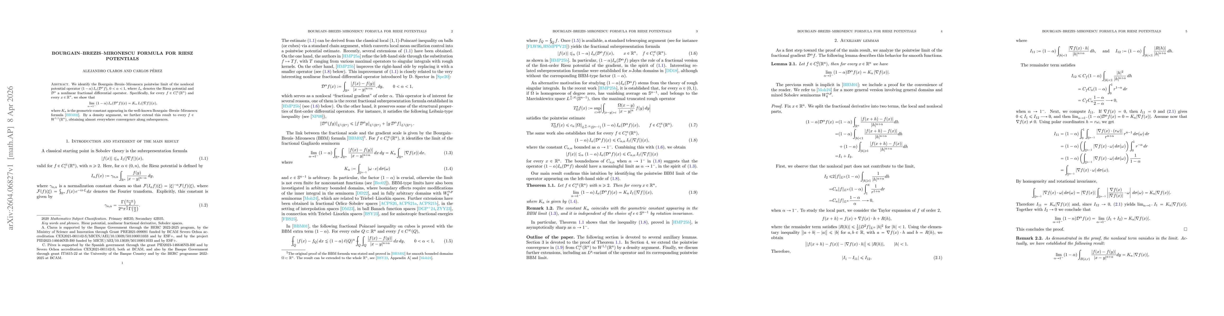 Thumbnail for Bourgain-Brezis-Mironescu formula for Riesz Potentials