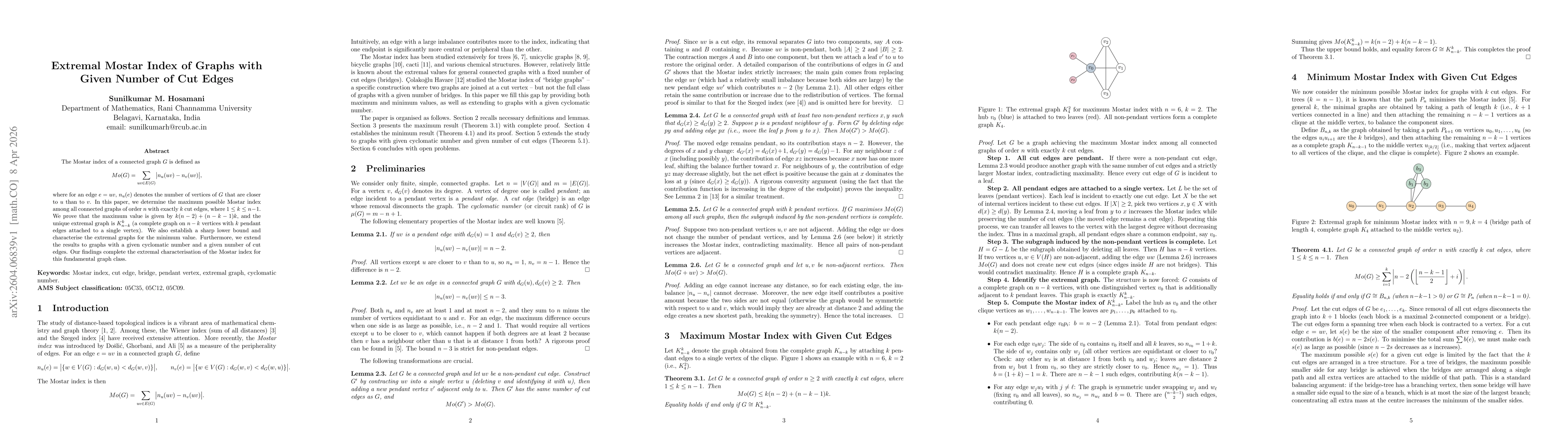 Thumbnail for Extremal Mostar Index of Graphs with Given Number of Cut Edges