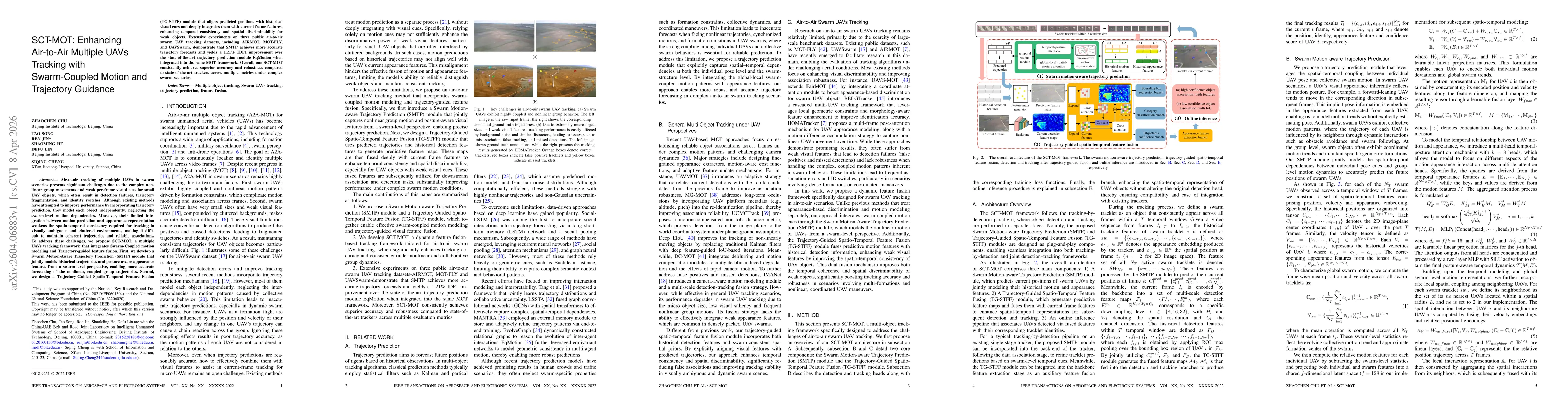 Thumbnail for SCT-MOT: Enhancing Air-to-Air Multiple UAVs Tracking with Swarm-Coupled Motion and Trajectory Guidance