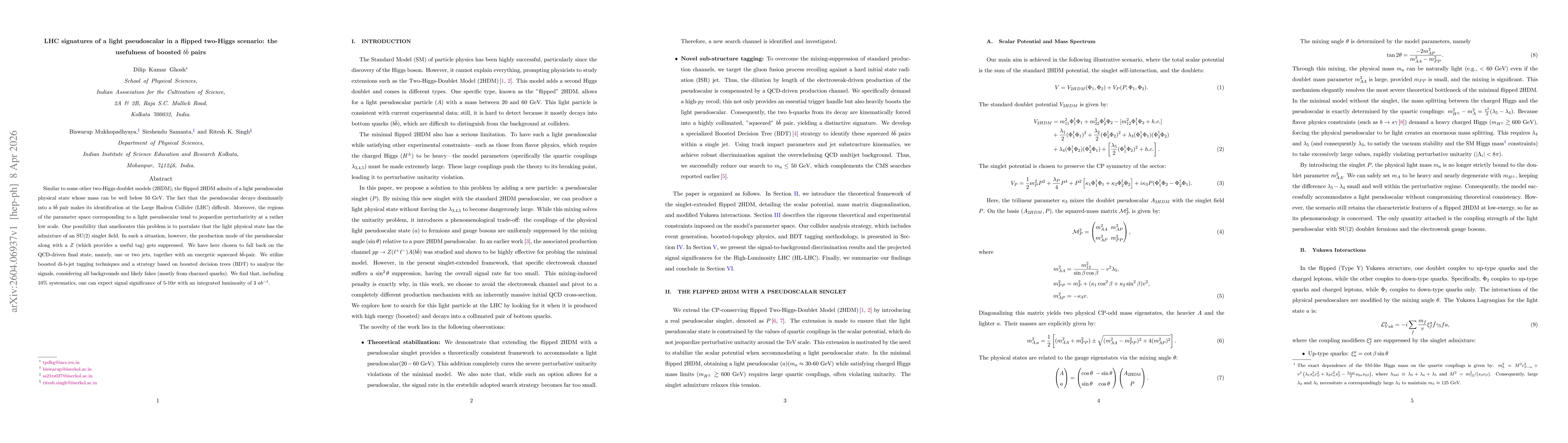 Thumbnail for LHC signatures of a light pseudoscalar in a flipped two-Higgs scenario: the usefulness of boosted $b{\bar b}$ pairs