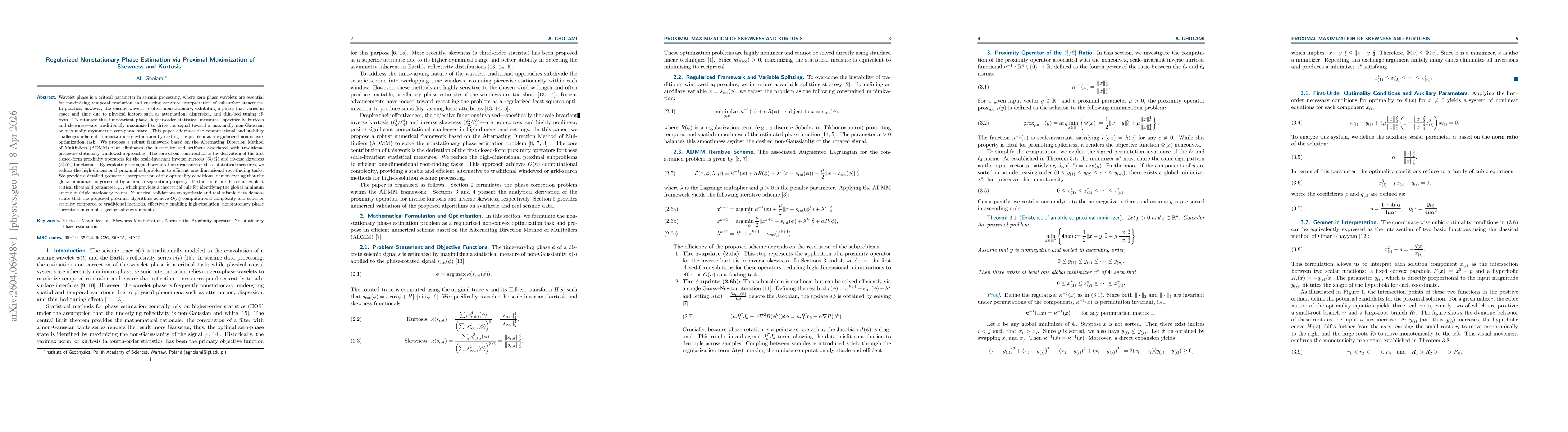 Thumbnail for Regularized Nonstationary Phase Estimation via Proximal Maximization of Skewness and Kurtosis