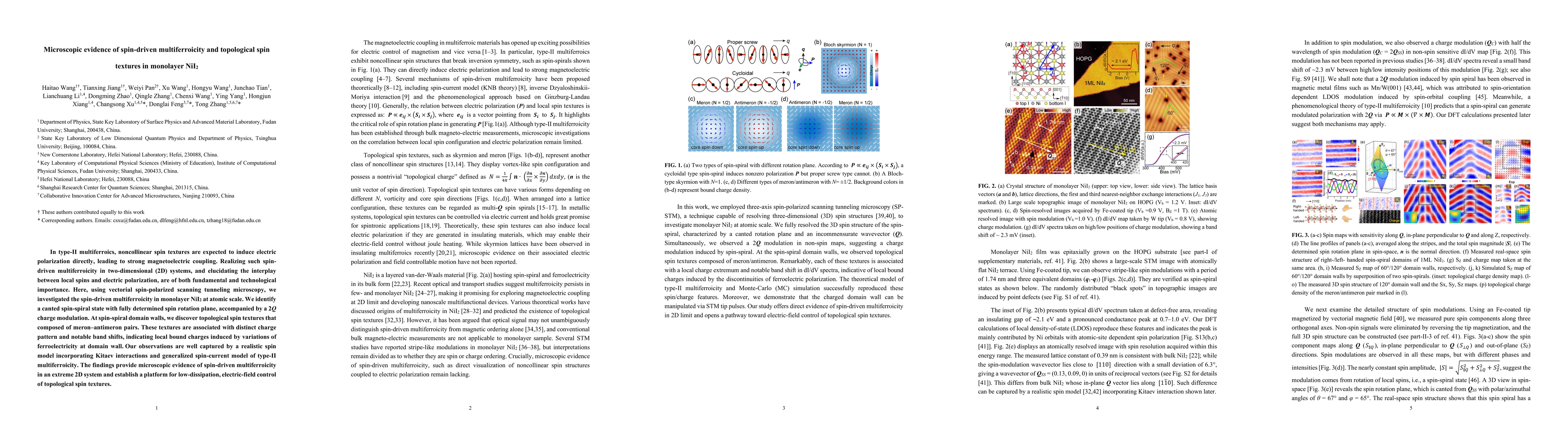 Thumbnail for Microscopic evidence of spin-driven multiferroicity and topological spin textures in monolayer NiI2