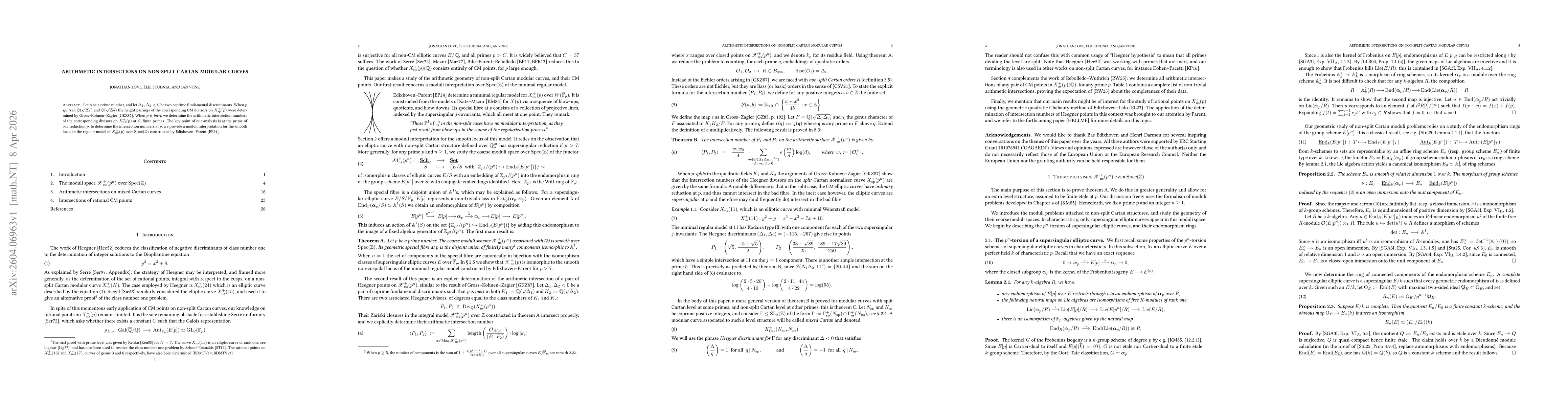Thumbnail for Arithmetic intersections on non-split Cartan modular curves