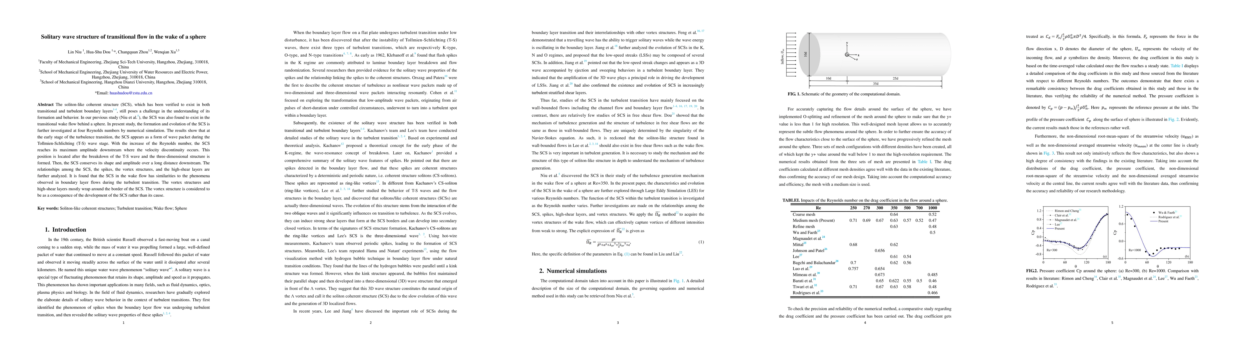Thumbnail for Solitary wave structure of transitional flow in the wake of a sphere