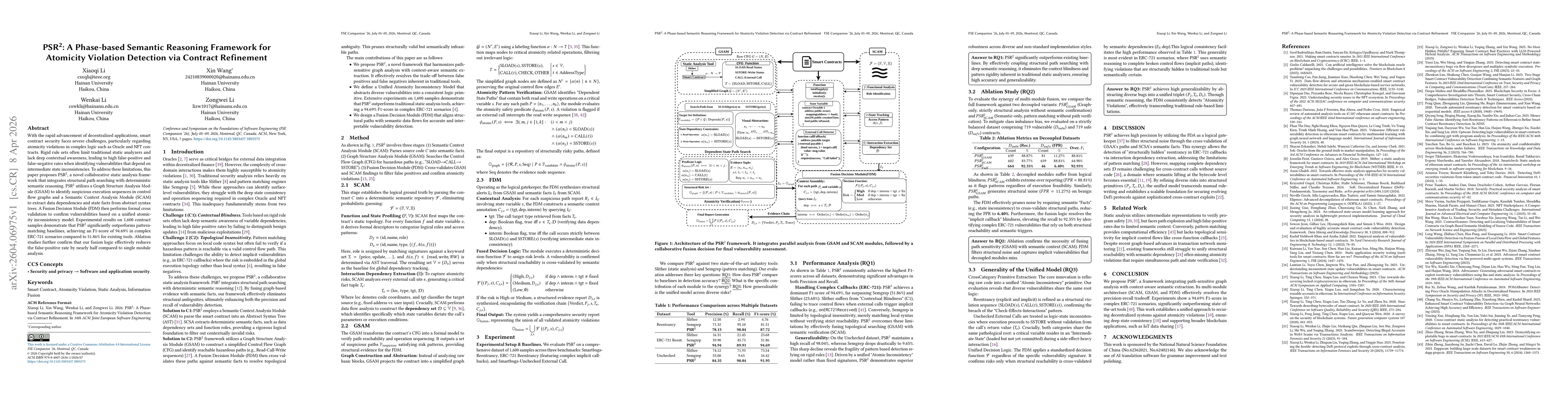 Thumbnail for PSR2: A Phase-based Semantic Reasoning Framework for Atomicity Violation Detection via Contract Refinement