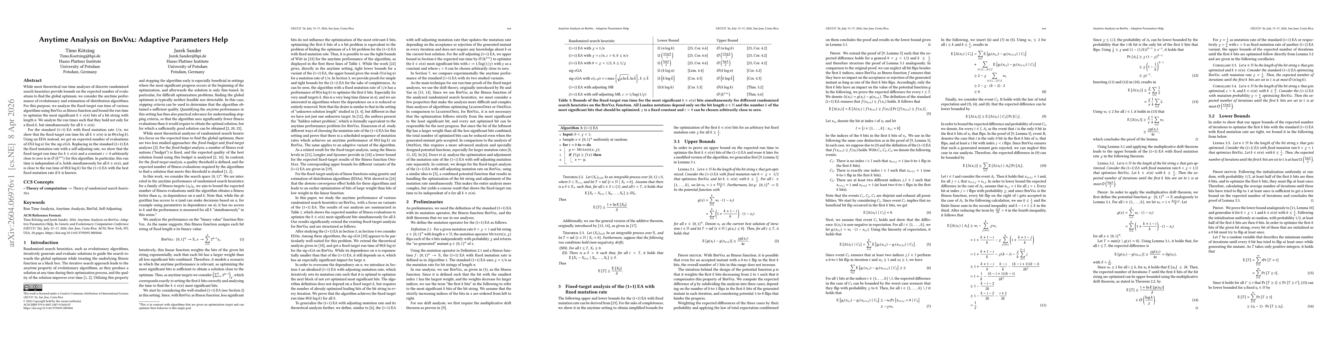 Thumbnail for Anytime Analysis on BinVal: Adaptive Parameters Help