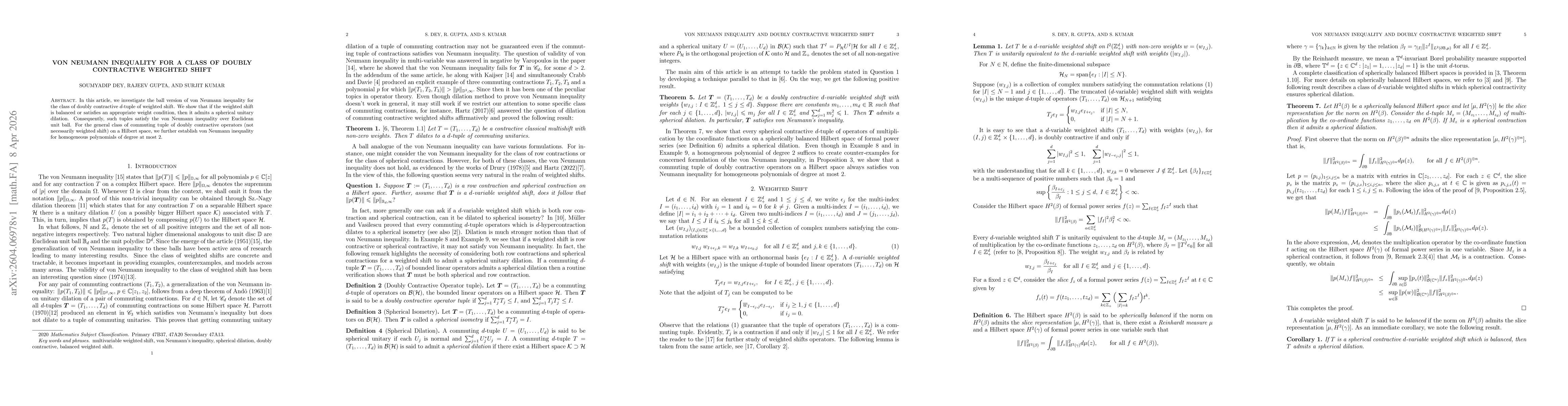 Thumbnail for von Neumann Inequality for a class of Doubly Contractive Weighted Shift