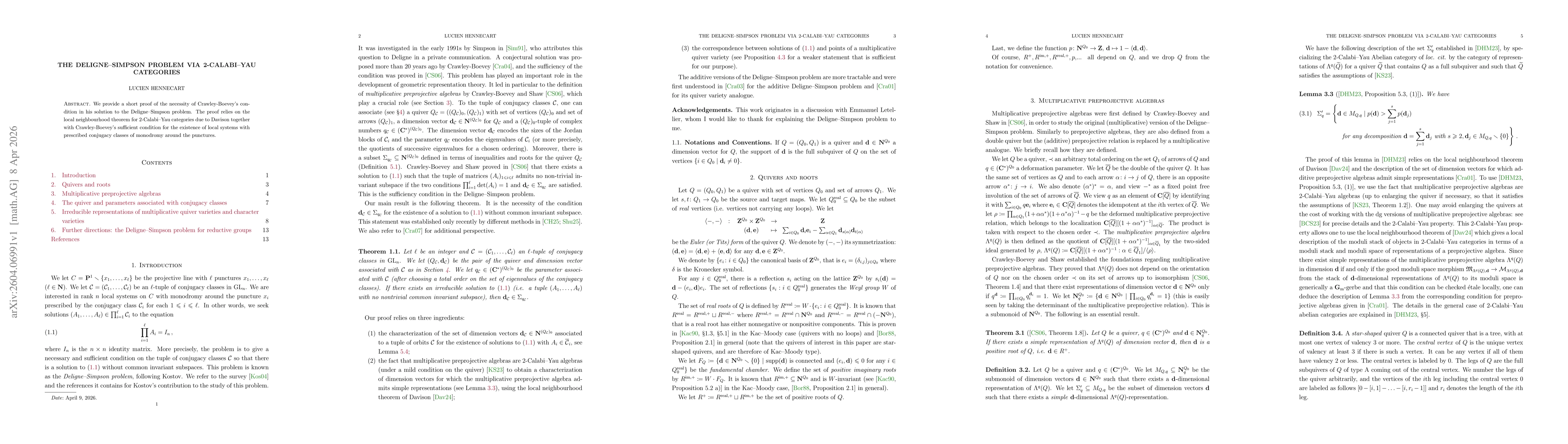 Thumbnail for The Deligne-Simpson problem via 2-Calabi-Yau categories