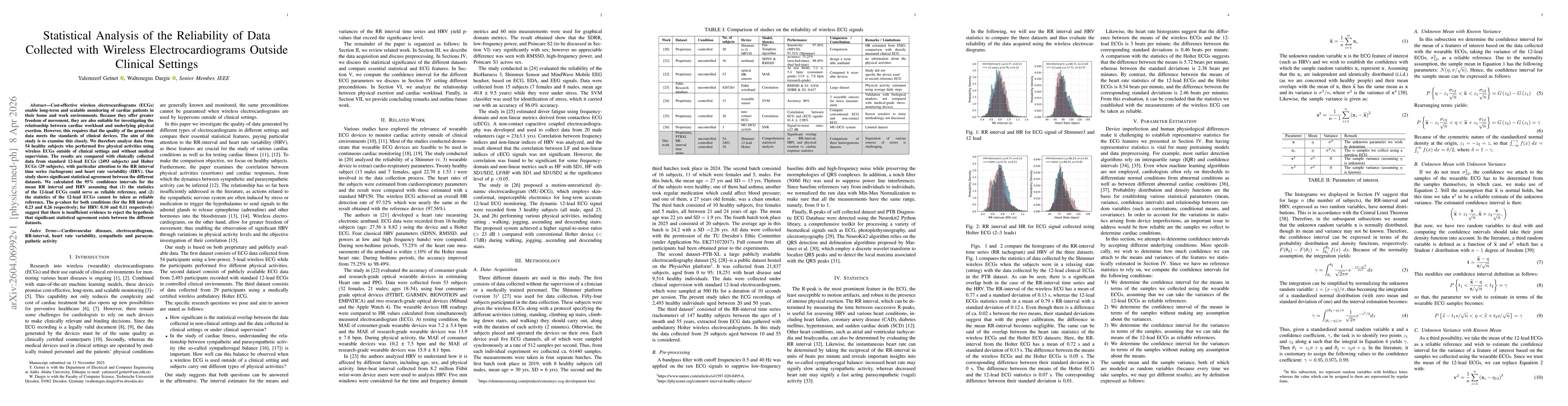 Thumbnail for Statistical Analysis of the Reliability of Data Collected with Wireless Electrocardiograms Outside Clinical Settings