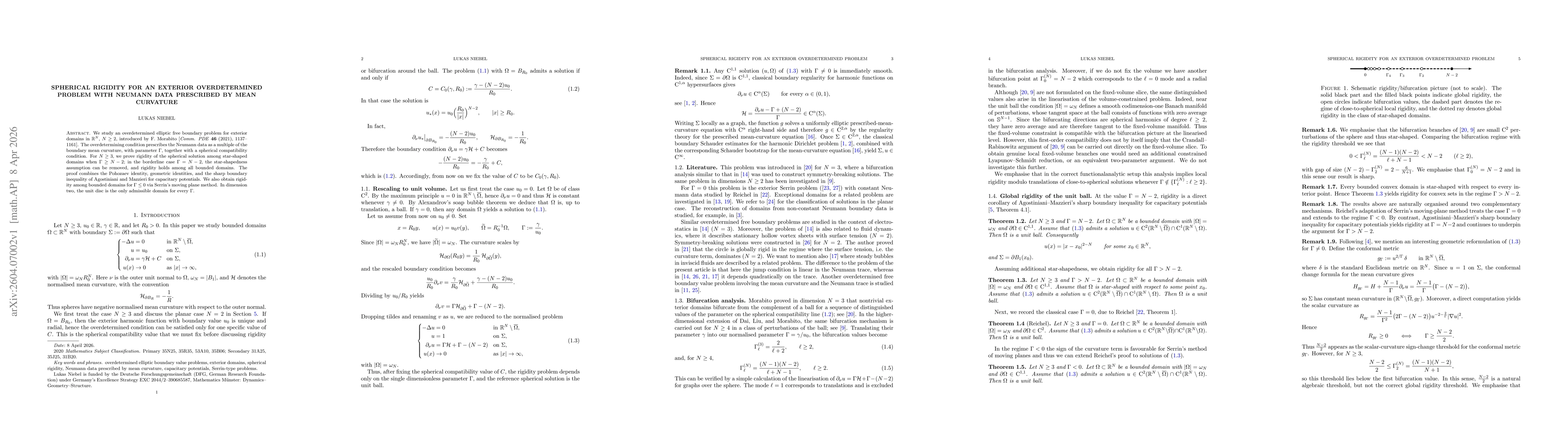 Thumbnail for Spherical rigidity for an exterior overdetermined problem with Neumann data prescribed by mean curvature