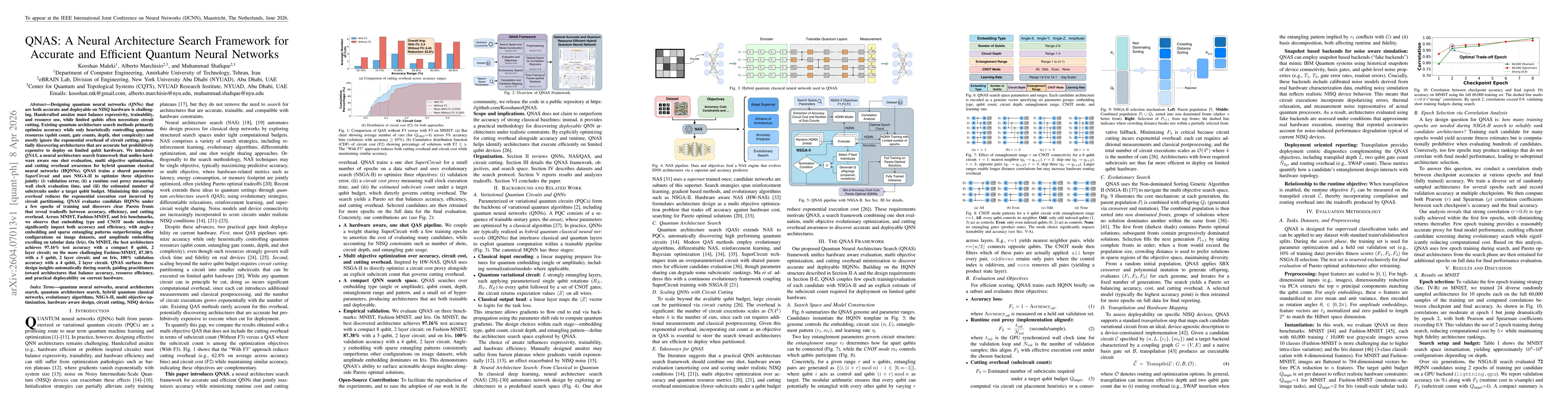 Thumbnail for QNAS: A Neural Architecture Search Framework for Accurate and Efficient Quantum Neural Networks