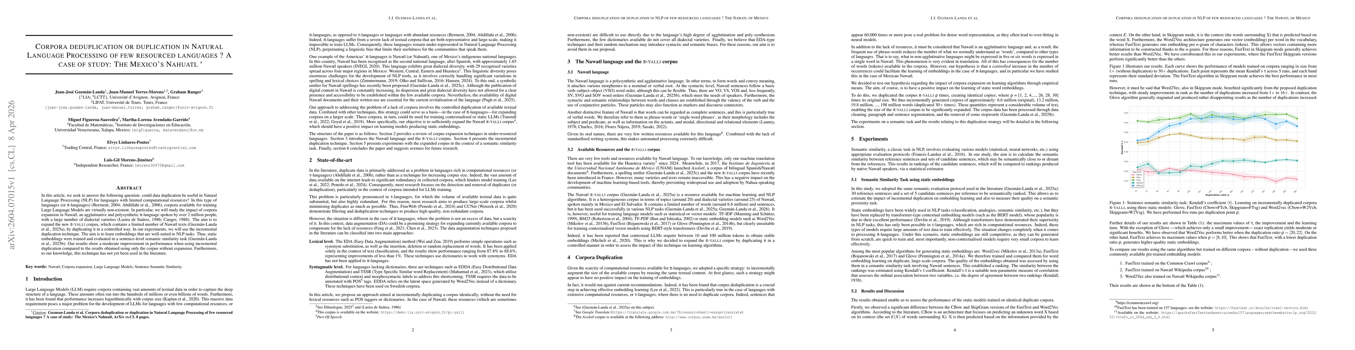 Thumbnail for Corpora deduplication or duplication in Natural Language Processing of few resourced languages ? A case of study: The Mexico's Nahuatl