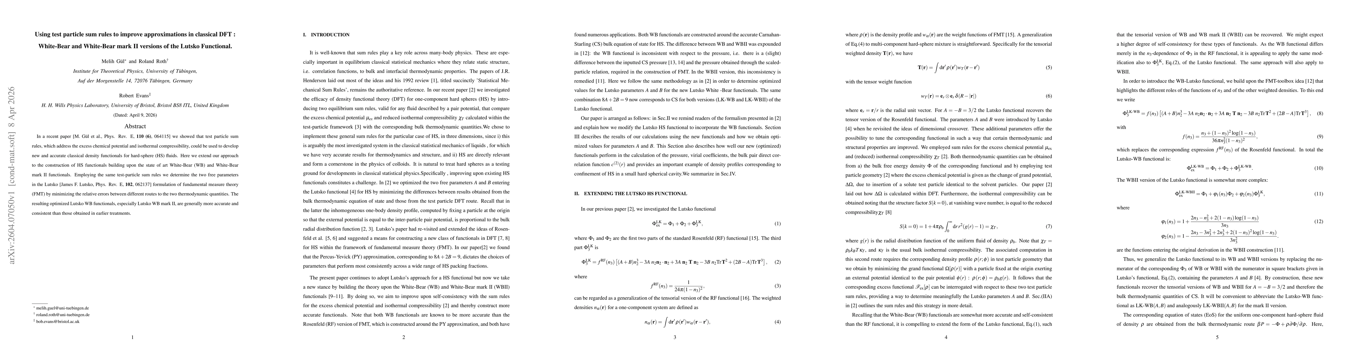 Thumbnail for Using test particle sum rules to improve approximations in classical DFT : White-Bear and White-Bear mark II versions of the Lutsko Functional