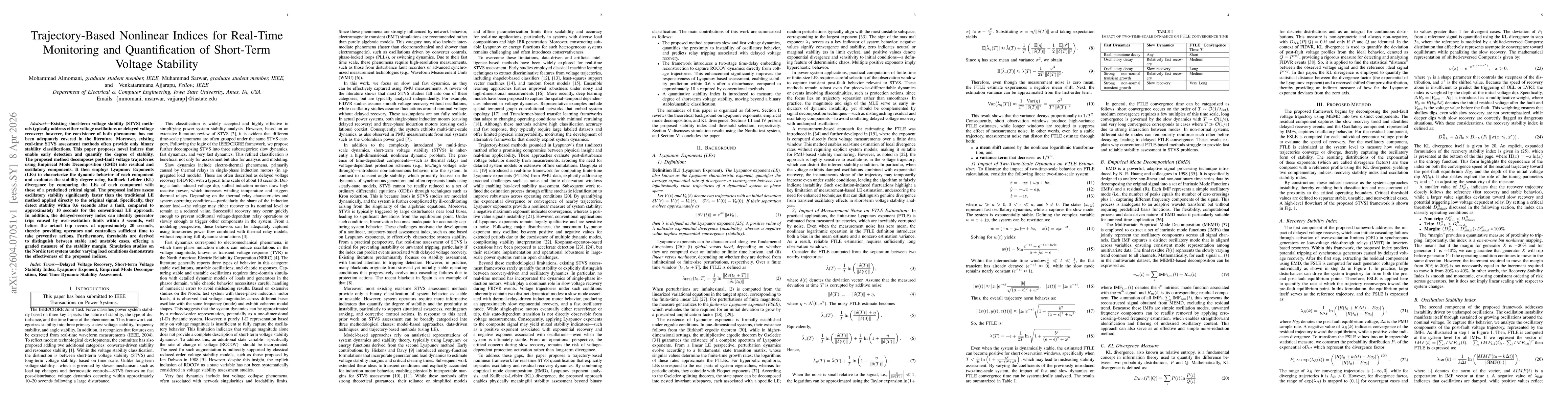Thumbnail for Trajectory-Based Nonlinear Indices for Real-Time Monitoring and Quantification of Short-Term Voltage Stability