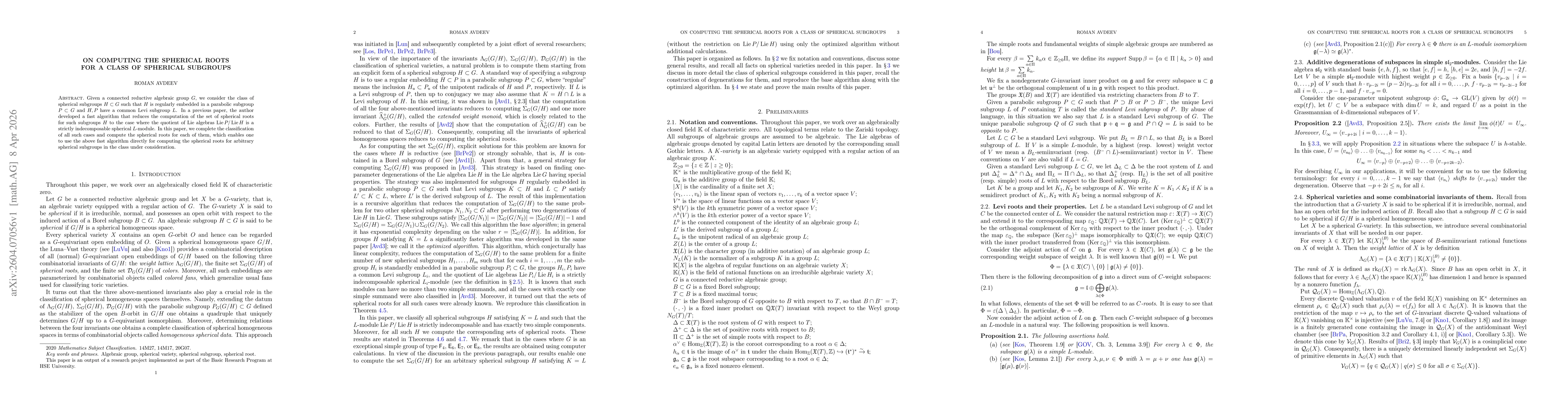 Thumbnail for On computing the spherical roots for a class of spherical subgroups