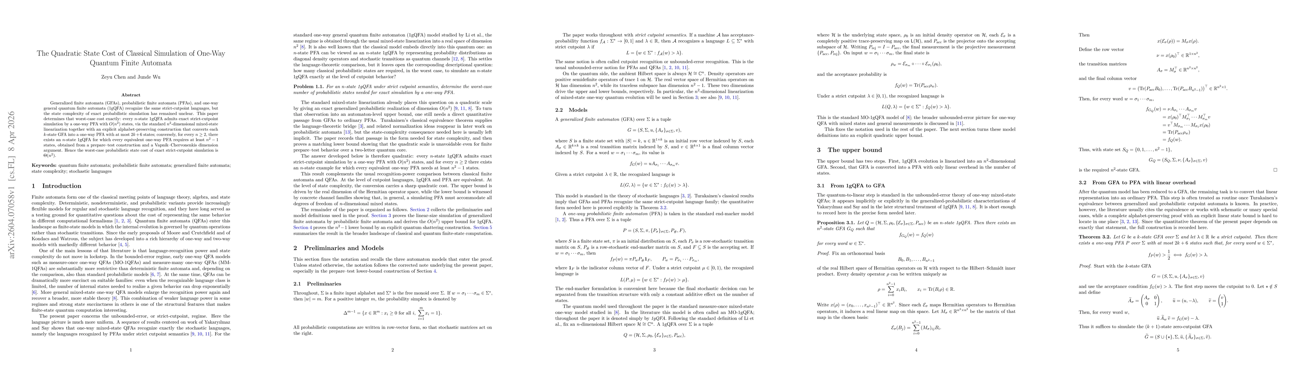 Thumbnail for The Quadratic State Cost of Classical Simulation of One-Way Quantum Finite Automata