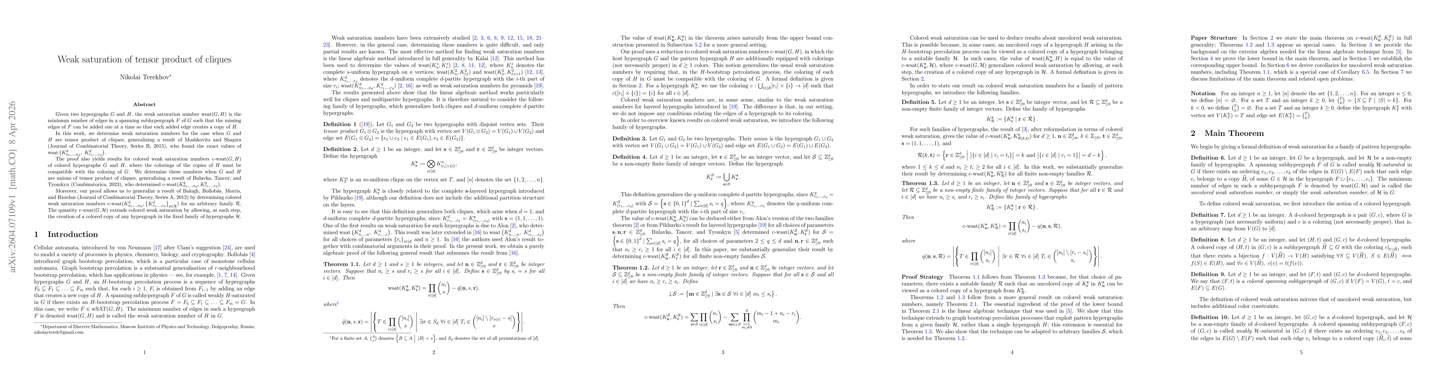 Thumbnail for Weak saturation of tensor product of cliques
