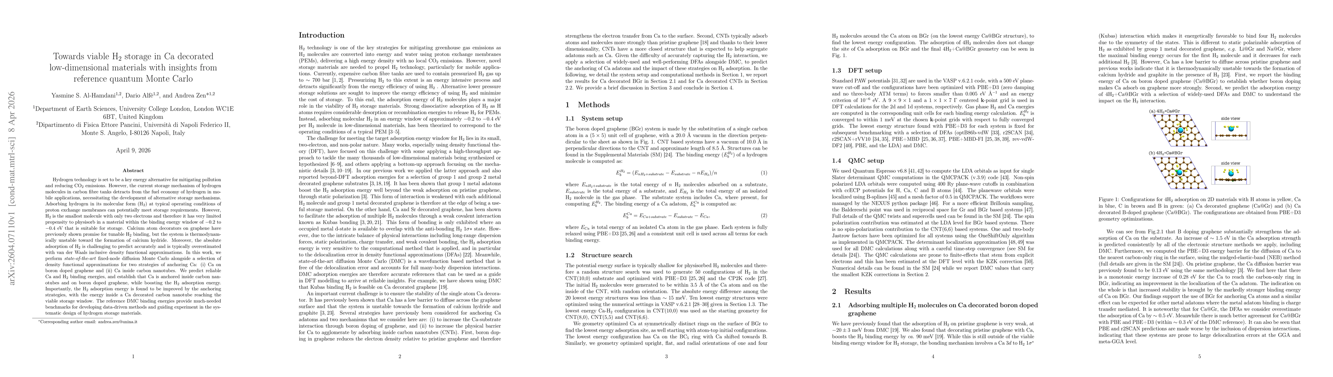 Thumbnail for Towards viable H$_2$ storage in Ca decorated low-dimensional materials with insights from reference quantum Monte Carlo
