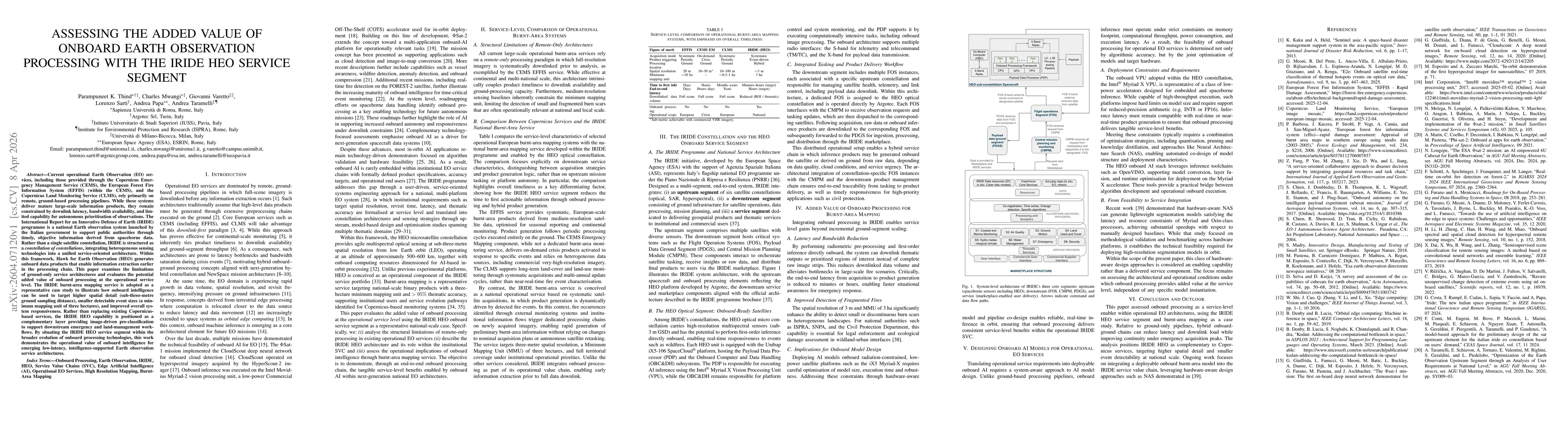 Thumbnail for Assessing the Added Value of Onboard Earth Observation Processing with the IRIDE HEO Service Segment