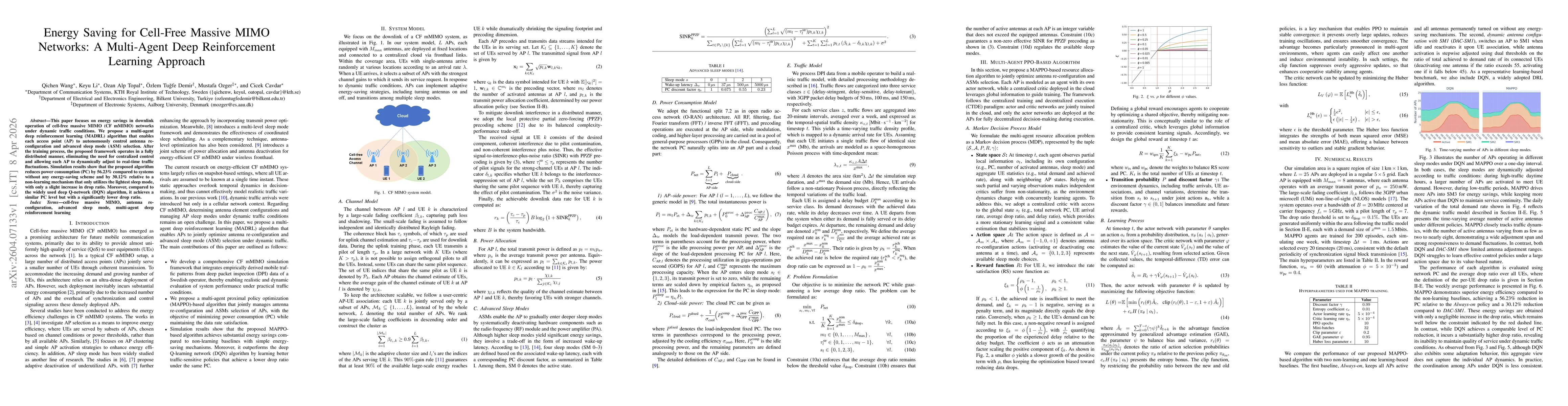 Thumbnail for Energy Saving for Cell-Free Massive MIMO Networks: A Multi-Agent Deep Reinforcement Learning Approach
