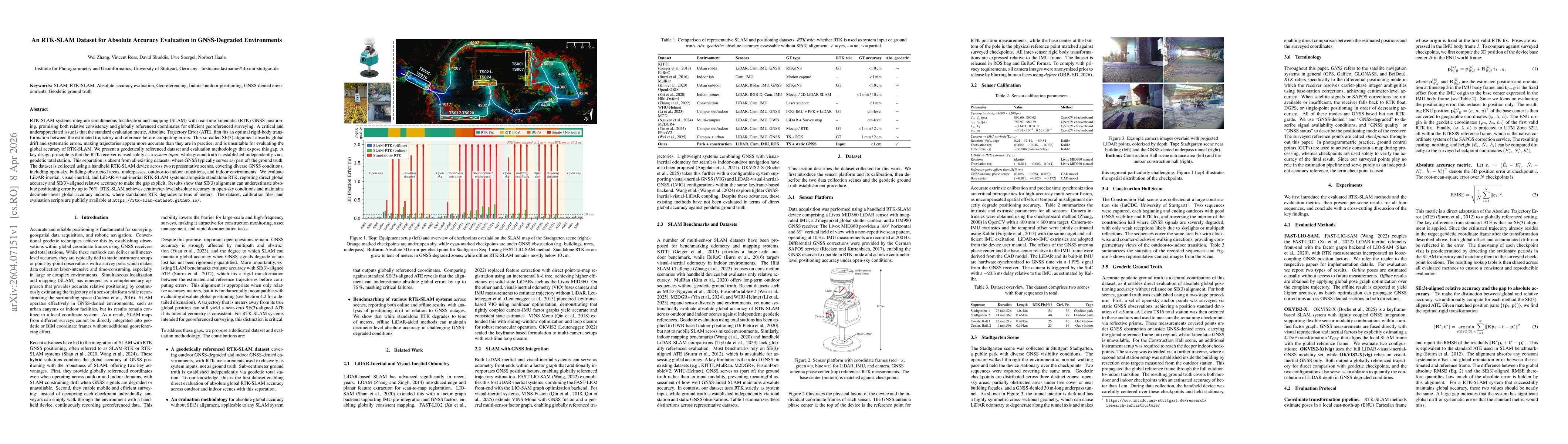 Thumbnail for An RTK-SLAM Dataset for Absolute Accuracy Evaluation in GNSS-Degraded Environments