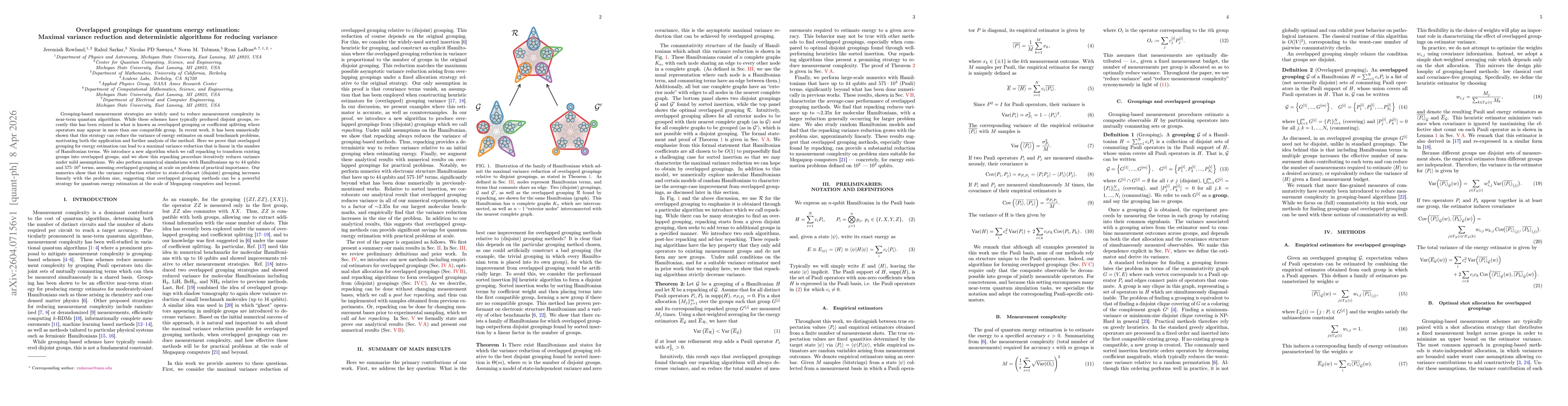 Thumbnail for Overlapped groupings for quantum energy estimation: Maximal variance reduction and deterministic algorithms for reducing variance