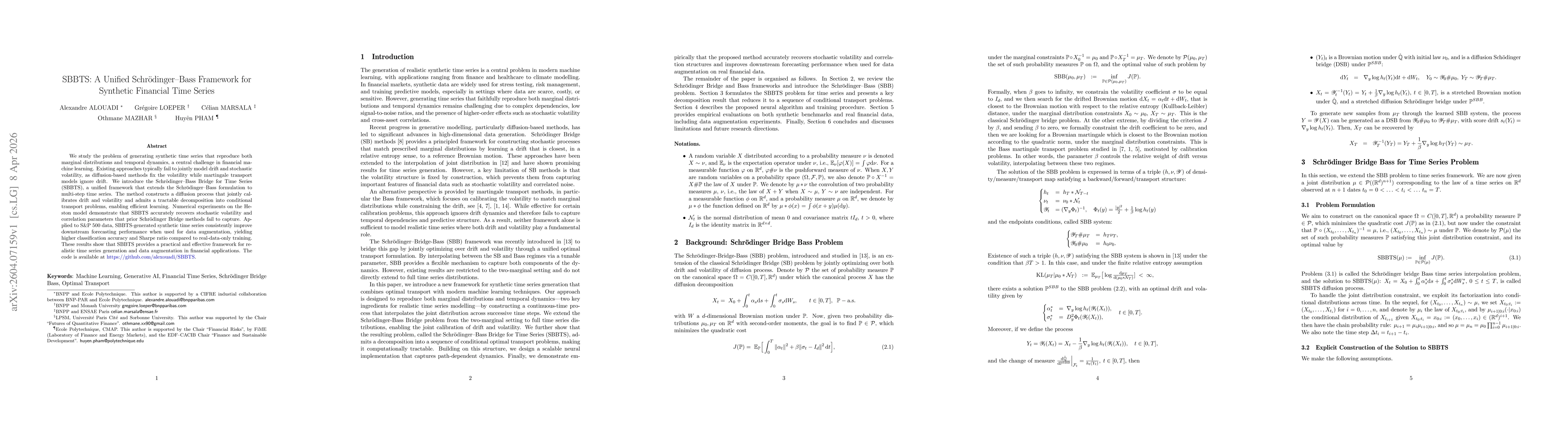 Thumbnail for SBBTS: A Unified Schrödinger-Bass Framework for Synthetic Financial Time Series