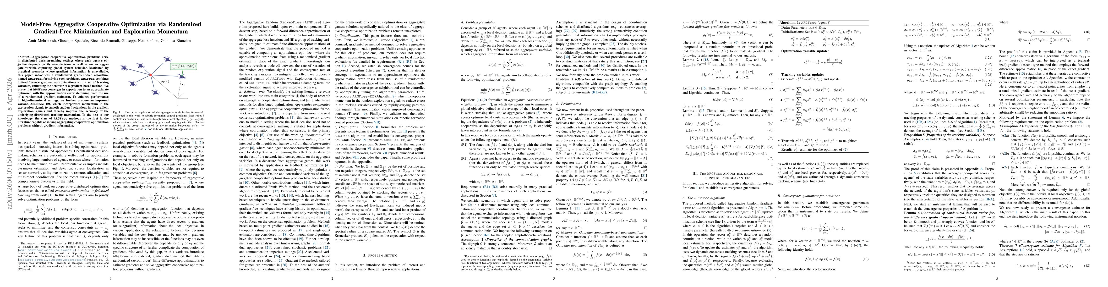 Thumbnail for Model-Free Aggregative Cooperative Optimization via Randomized Gradient-Free Minimization and Exploration Momentum