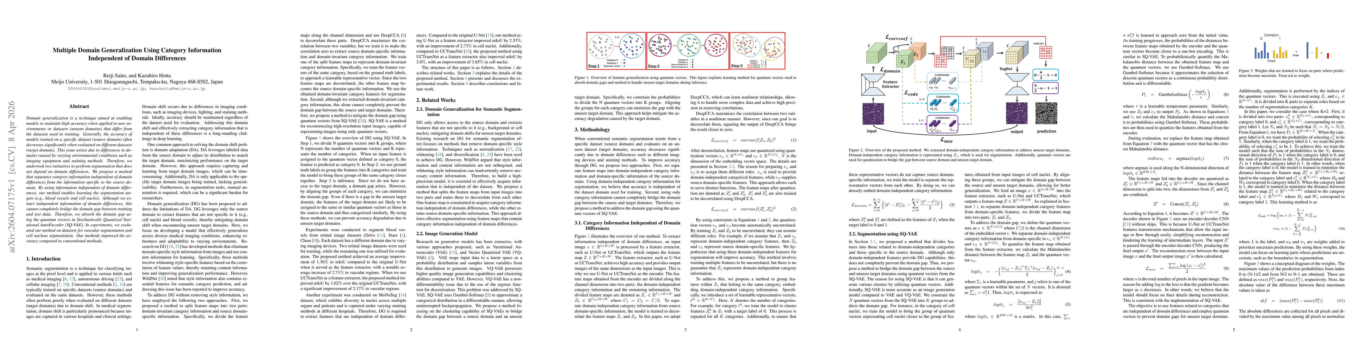 Thumbnail for Multiple Domain Generalization Using Category Information Independent of Domain Differences
