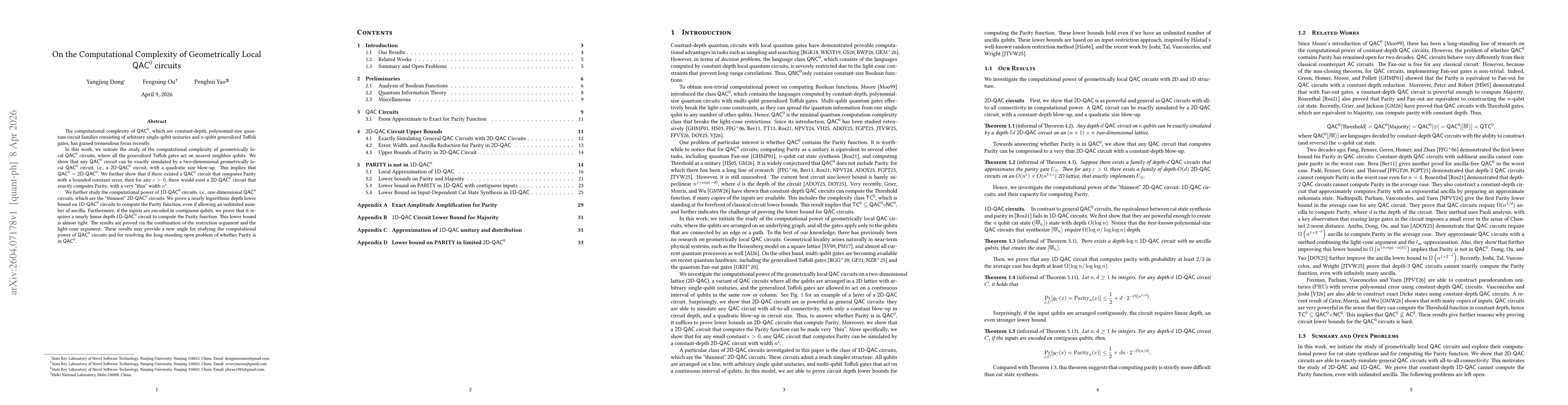 Thumbnail for On the Computational Complexity of Geometrically Local QAC0 circuits