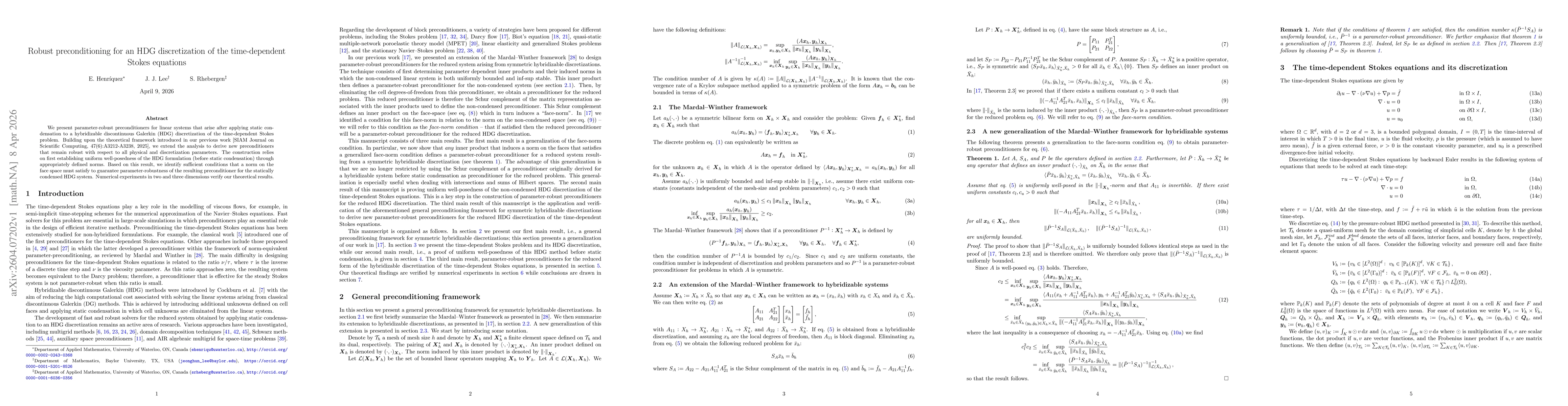 Thumbnail for Robust preconditioning for an HDG discretization of the time-dependent Stokes equations
